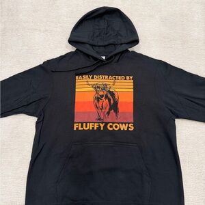 Black Hoodie Fluffy Cows